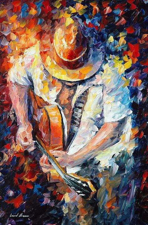 Guitar And Soul — Palette Knife Oil Painting On Canvas By Leonid