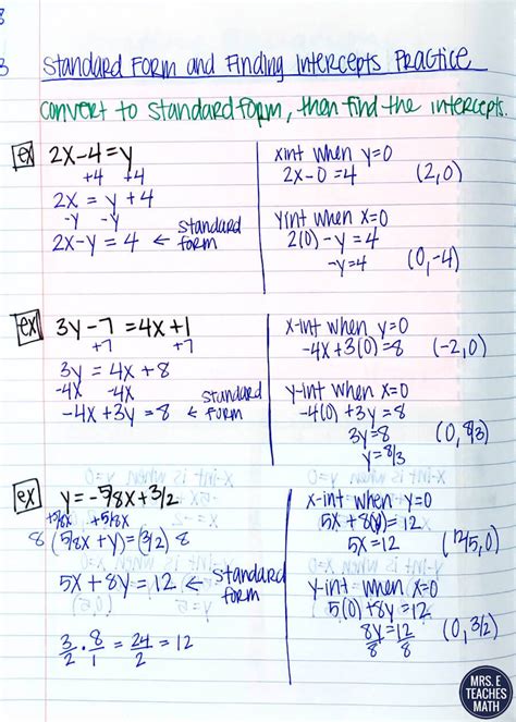 Intro To Linear Equations Inb Pages Mrs E Teaches Math