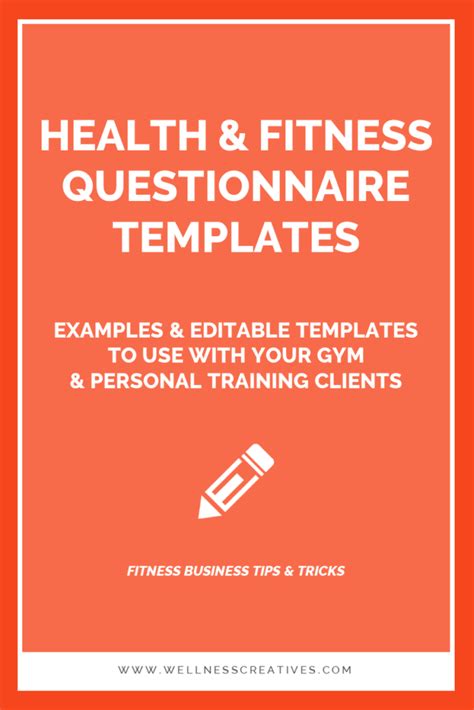 Health And Fitness Questionnaire Template For Gyms And Personal Trainers