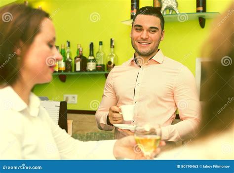Girls Flirting With Barman Stock Image Image Of Indoors 80790463