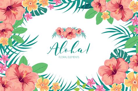 Tropical Hawaiian Flowers Clipart Illustrations ~ Creative Market
