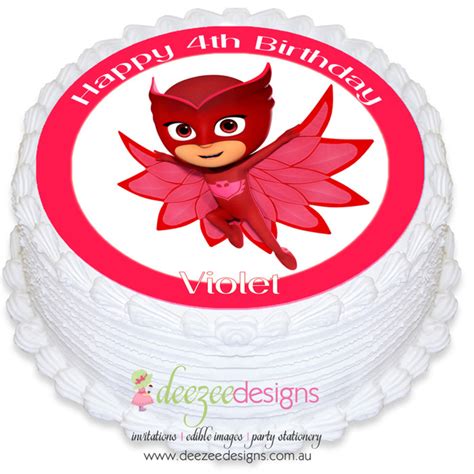 Pj Masks Owlette Round Edible Icing Cake Topper Pre Cut Ei171r
