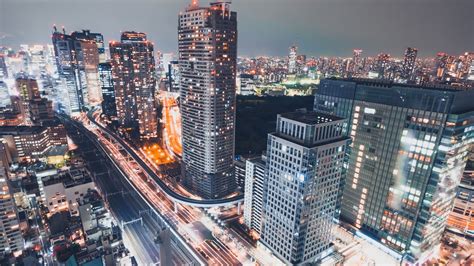 vista nocturna de la ciudad de tokio