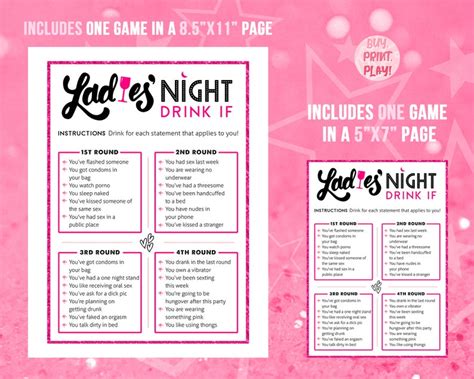 Drink If Game Ladies Night Games Girls Night Out Fun Etsy