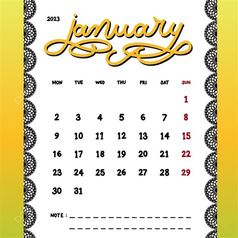 Calendar 2023 January Png Transparent January 2023 Calendar With