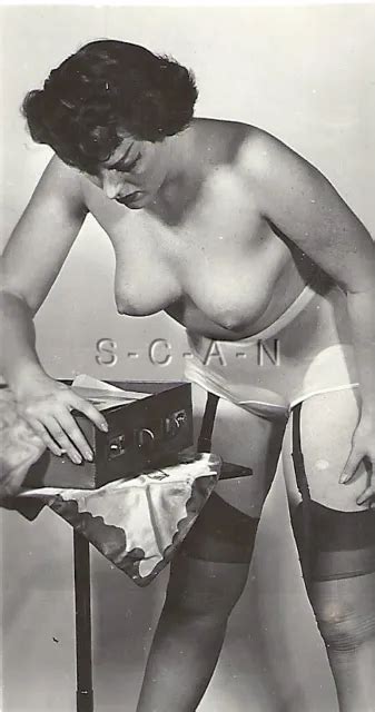 ORIGINAL VINTAGE 1940S 60S Nude RP Brunette Briefcase Sheer Panties