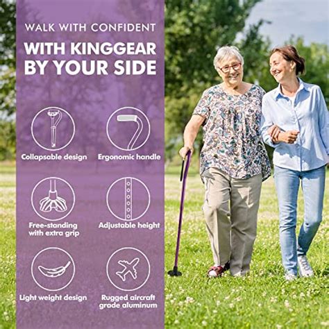 Kinggear Walking Cane For Women And Men Lightweight And Sturdy Offset