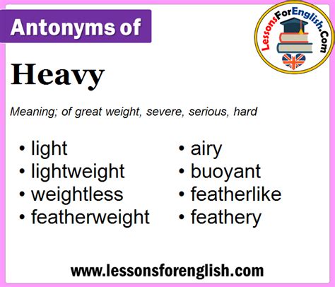 Antonyms Of Heavy Opposite Of Heavy In English Lessons For English