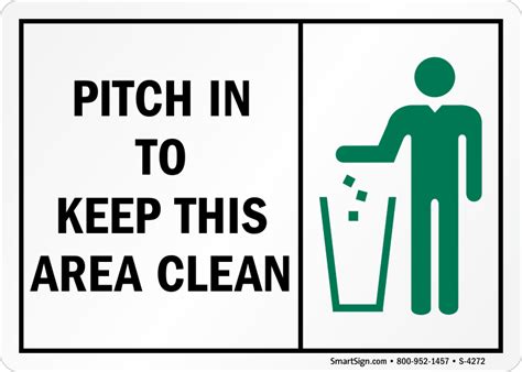 Pitch In Keep Area Clean Signs Trash Litter Signs Sku S 4272