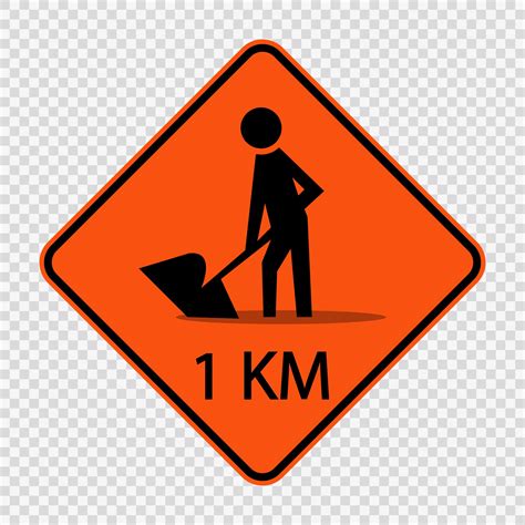Road Construction Ahead 1km Sign 2426571 Vector Art At Vecteezy