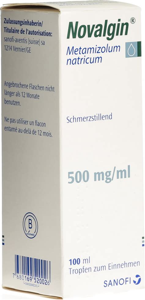 Es wird zudem vor allem bei krampfartigen schmerzen eingesetzt und ist sowohl in tropfen als auch als tabletten erhältlich. Novalgin Tropfen 0.5g/ml 100ml in der Adler Apotheke