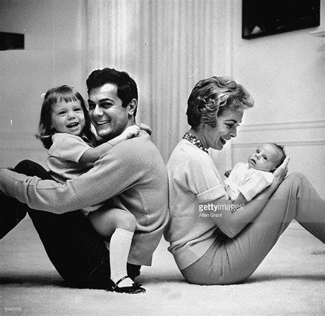 Tony Curtis And Christine Kaufmann Posing For A Photograph On The Day Janet Leigh Tony
