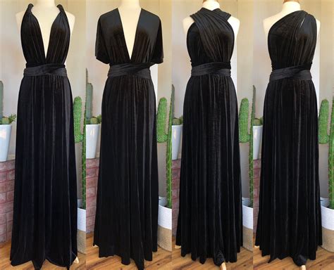 Black Velvet Infinity Dress Bridesmaids Dress Convertible Etsy Canada