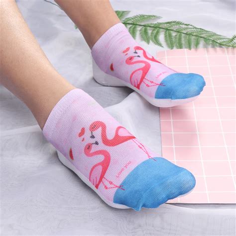 2018 New 3d Flamingo Print Casual Funny Sock Women Cute Animal Low Cut