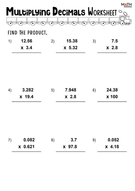 Decimal Numbers Multiplication Worksheet