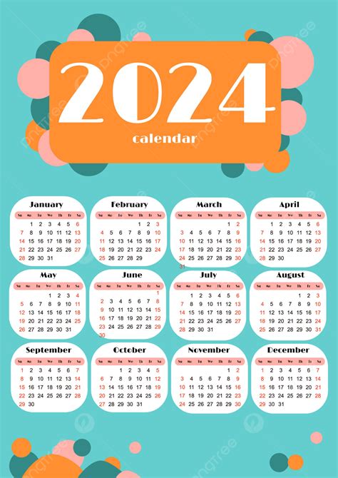 2024 Calendar Dot Template Vector Template Download On Pngtree