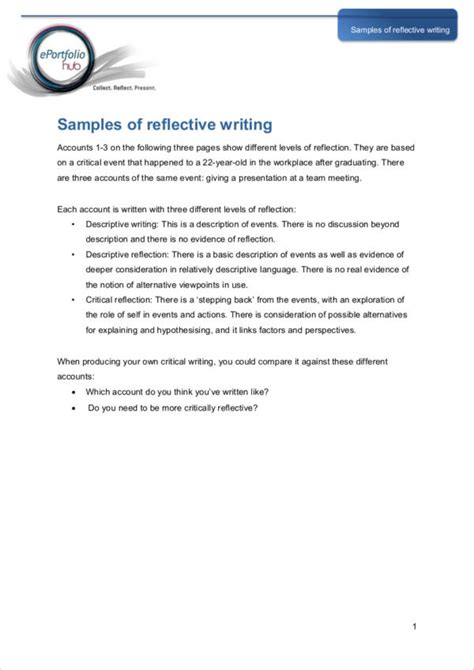 Free 6 Reflective Writing Samples And Templates In Pdf