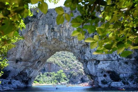View Of Pont D Arc Natural Bridge In France Stock Image Image Of