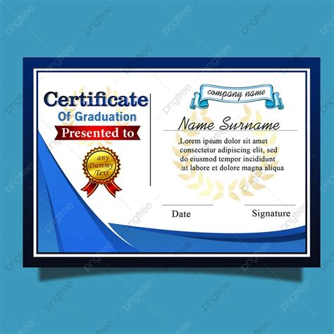 Elegant Blue Certificate Of Graduation Template Psd Template Download