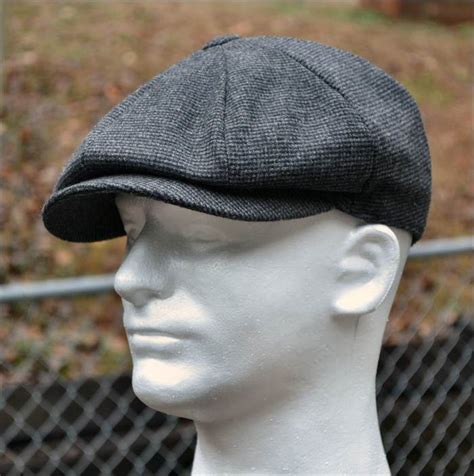 Grey Wool Tweed Gatsby Cap Men Newsboy Ivy Hat Golf Driving Flat Winter