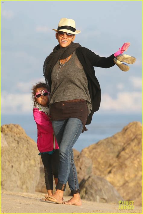 Photo Halle Berry Beach Strolling Duo Photo Just Jared