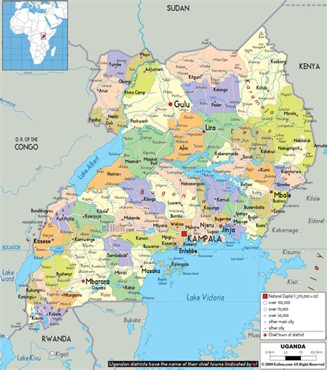 Detailed Political Map Of Uganda Ezilon Maps