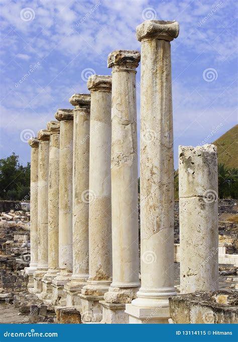 Ancient Pillars At The City Of Beit Shean Stock Image Image Of Israel