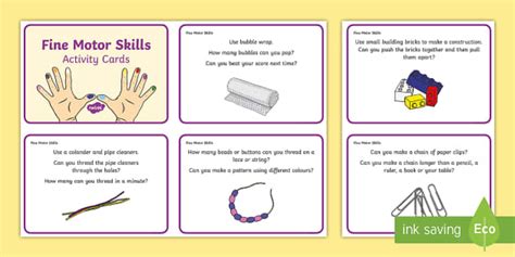23 Activity Cards To Develop Fine Motor Skills At Eyfs