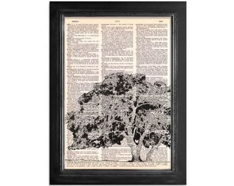 Oak Tree Print On Vintage Dictionary Paper 8x105 Etsy Vintage