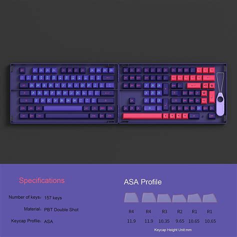 Akko Neon Key Asa Profile Pbt Double Shot Full Keycap Set For