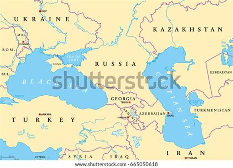 Black Sea And Caspian Sea Region Political Map With Capitals Images