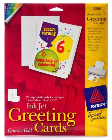 Avery Matte Coated Inkjet Quarter Fold Greeting Card Sheets And 20