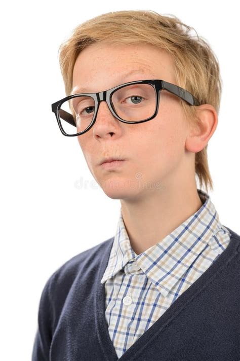 Serious Teenage Nerd Boy Wearing Geek Glasses Stock Photo Image 41020914