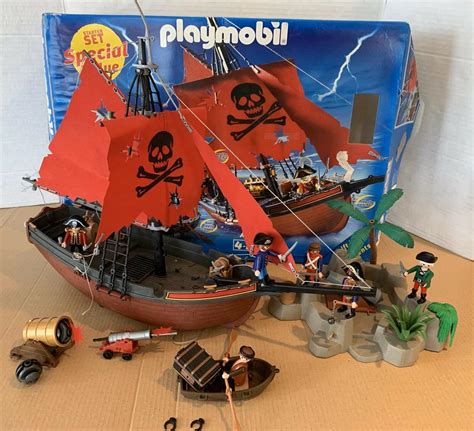 Playmobil Pirate Ship And Island Set 3619 With Box And Instructions Non