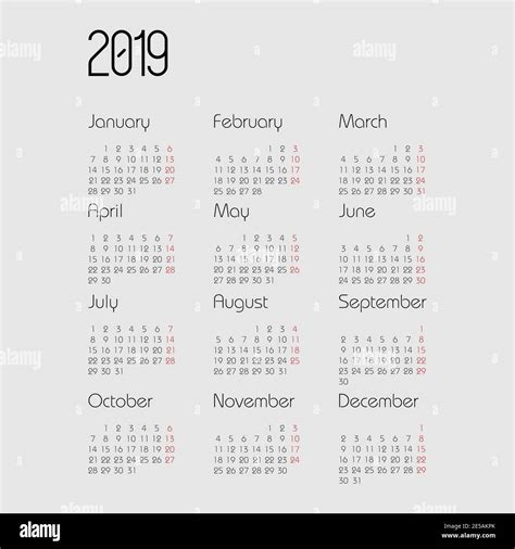Vector Calendar 2019 Year Planner Design Calendar 2019 Vector