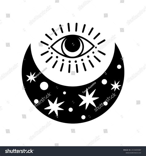 Floral Moon Eye Graphic Element Isolated Stock Illustration 2131655087