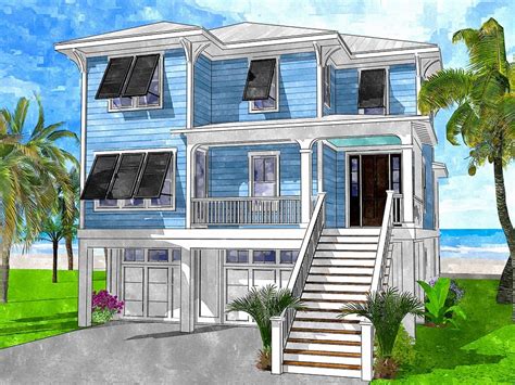 Plan 15244nc 4 Bed Coastal Living House Plan With Elevator In 2020