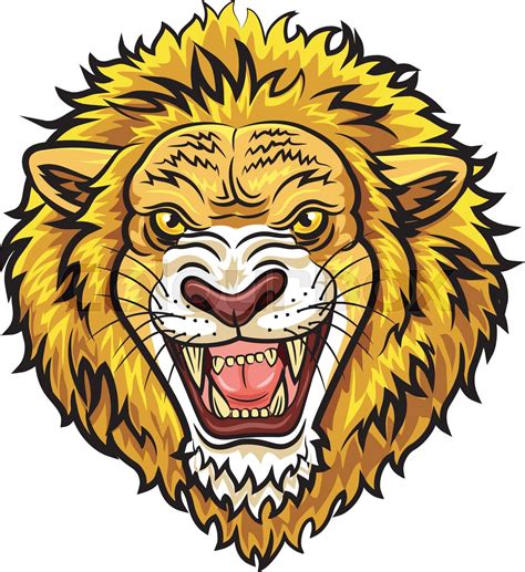 Cartoon Head Angry Lion Mascot Stock Vector Colourbox