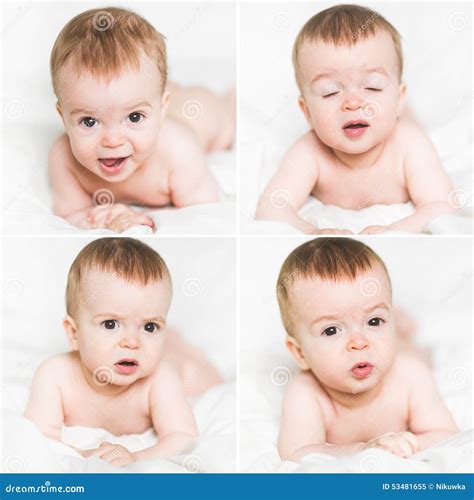 Adorable Newborn Baby Emotions Stock Image Image Of Nappy Handsome