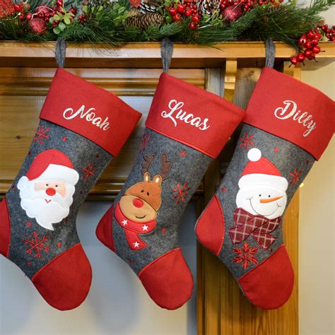Personalised Snowman Grey Stocking Kids Christmas Stockings