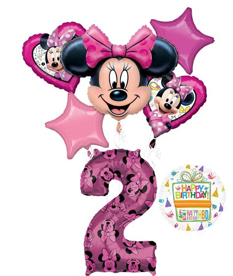 Minnie Mouse Party Supplies 2nd Birthday Happy Helper Balloon Bouquet