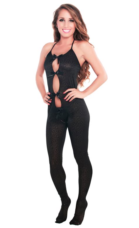 Black Bodystocking With Bow Accents SpicyLegs Com