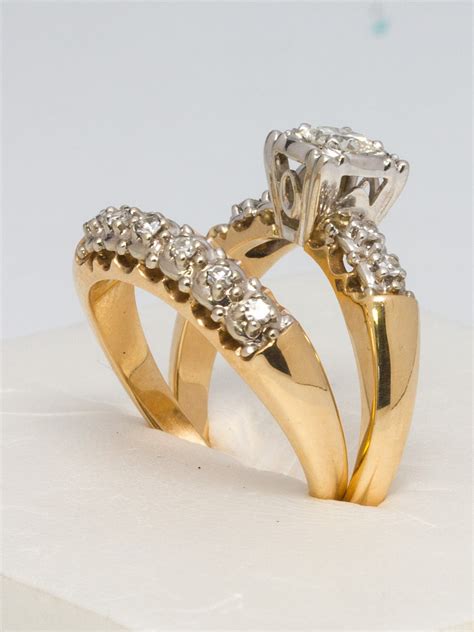 1950s Yellow Gold And Diamond Wedding Ring Set For Sale At 1stdibs