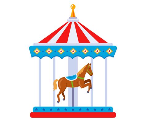 Children Carousel With Horses For The Entertainment Of Children A