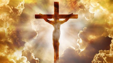 Image Jesus On Cross With Sunbeam And Clouds Background 4k Hd Jesus