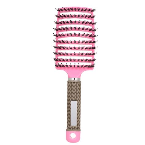Boar Bristle Hair Brush Curved And Vented Detangling Hair Brush For