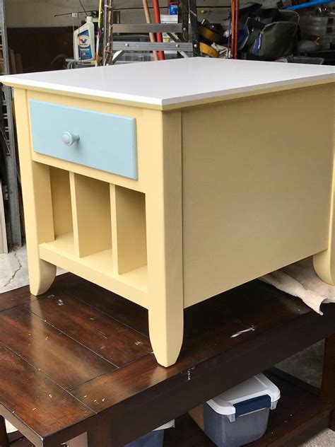 Refurbished And Refinished Yellow Night Stand End Table Cottage Style