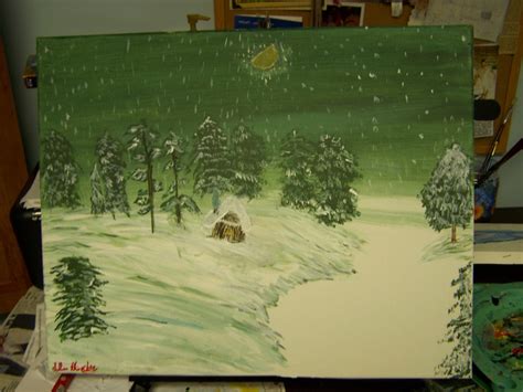 Snow Cabin Snow Cabin Painting Art
