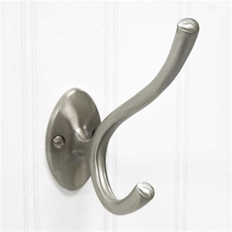 Solid Brass Double Coat Hook with Oval Backplate - Brushed ...