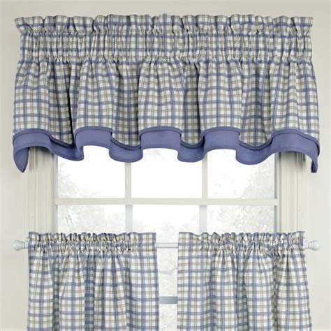 Bristol Plaid Double Valance In Blue Window Coverings Window